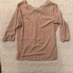 New Directions Woman Blush Pink Bow Back Ruffle Blouse XL